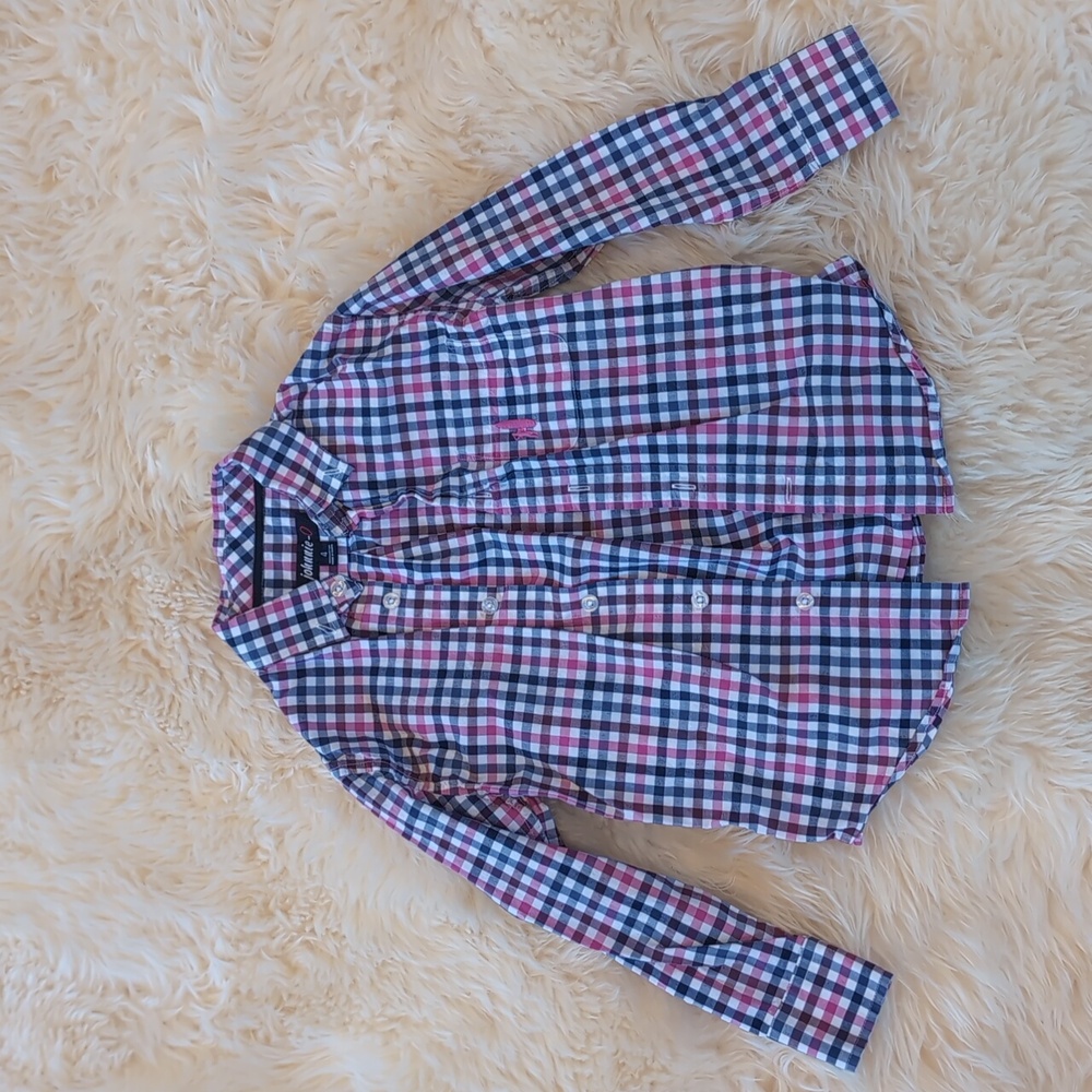 Boys button down in pink and blue